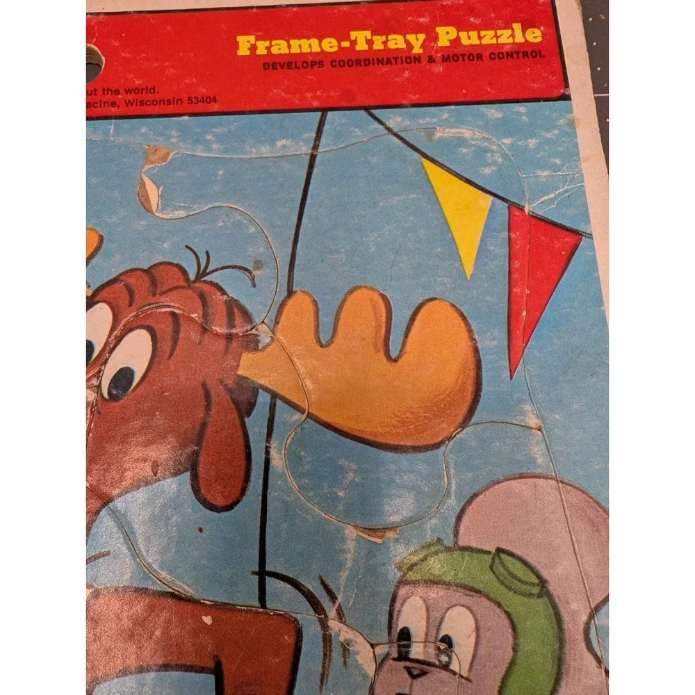 Whitman Bullwinkle Rocky Circus Theme Frame-Tray Puzzle 4512C Jay Ward 1974
